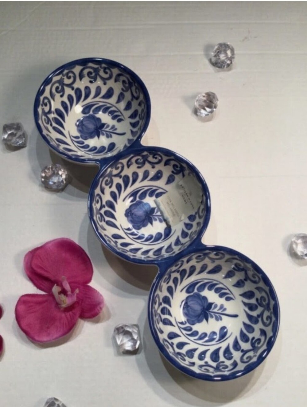 Artisian De Luxe 2009 Melamine Triple Floral Ceramic Triple Dish - Like New.